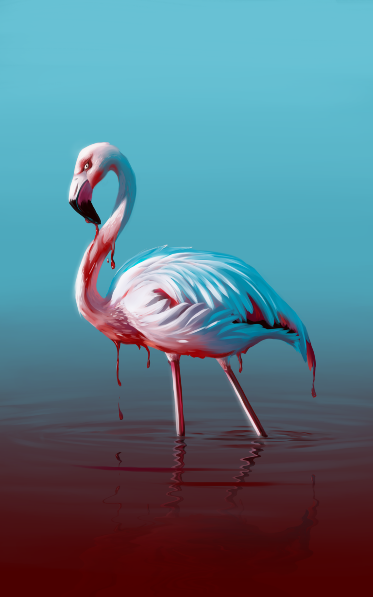 Flamingo Cover Illustration for a Thriller Book