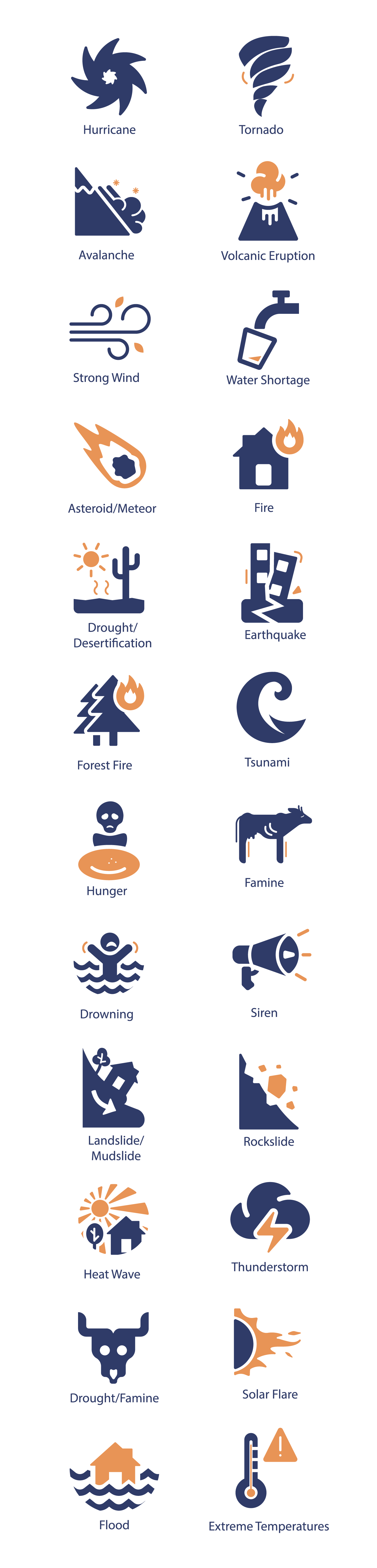 natural disasters icon pack.